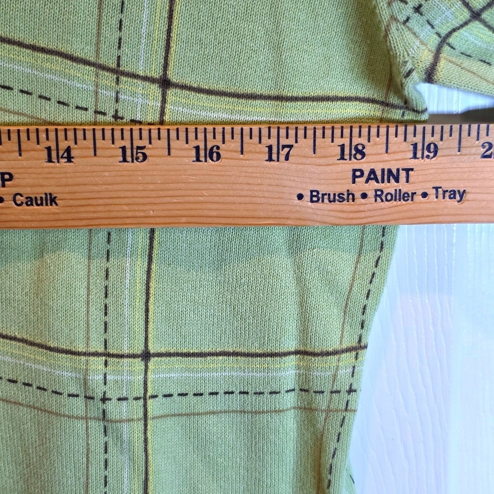 VTG Neve Designs Hoodie Sweater Pullover Womens Large Light Green Plaid V-Neck - Picture 8 of 9